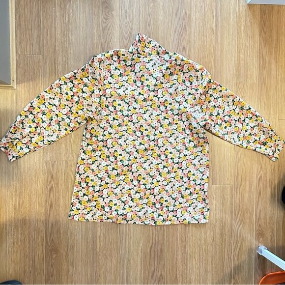 Vintage Floral Long Sleeve Button-Up Blouse Yellow - Picture 7 of 10